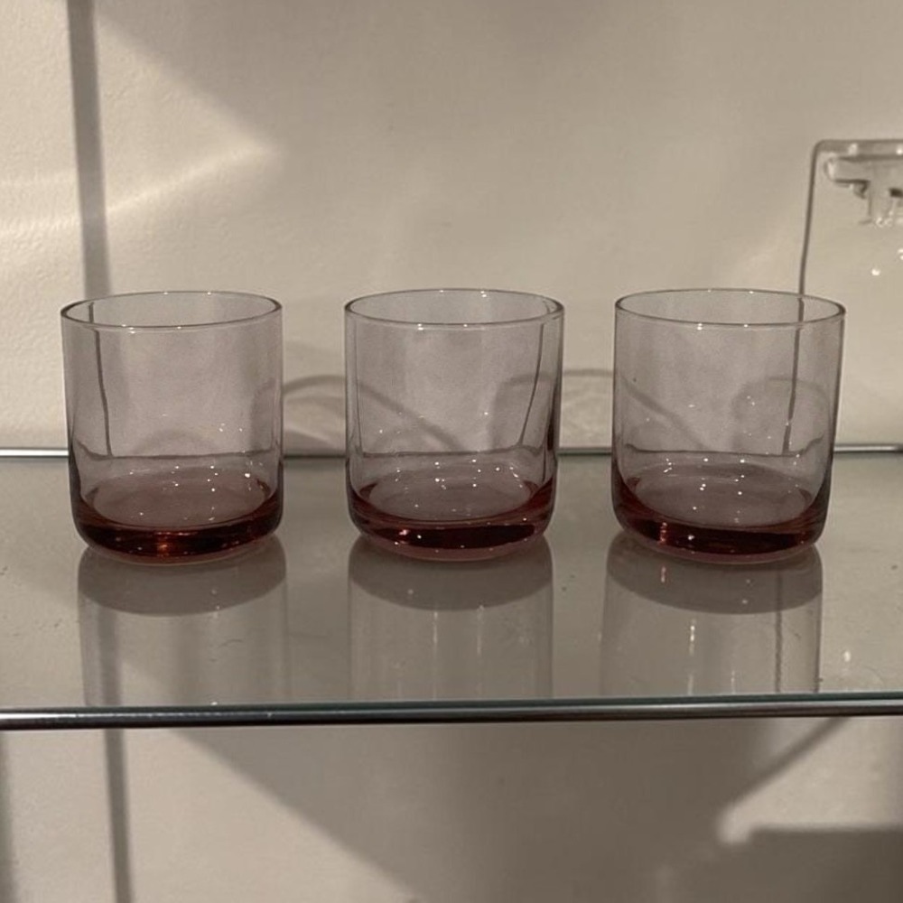 Libbey Pink Plum Lowball Tumblers, Set Of 3, Vintage Inspired Glasses, Drinkware